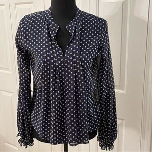 Current Air Anthropologie Sheer Blouse Navy XS